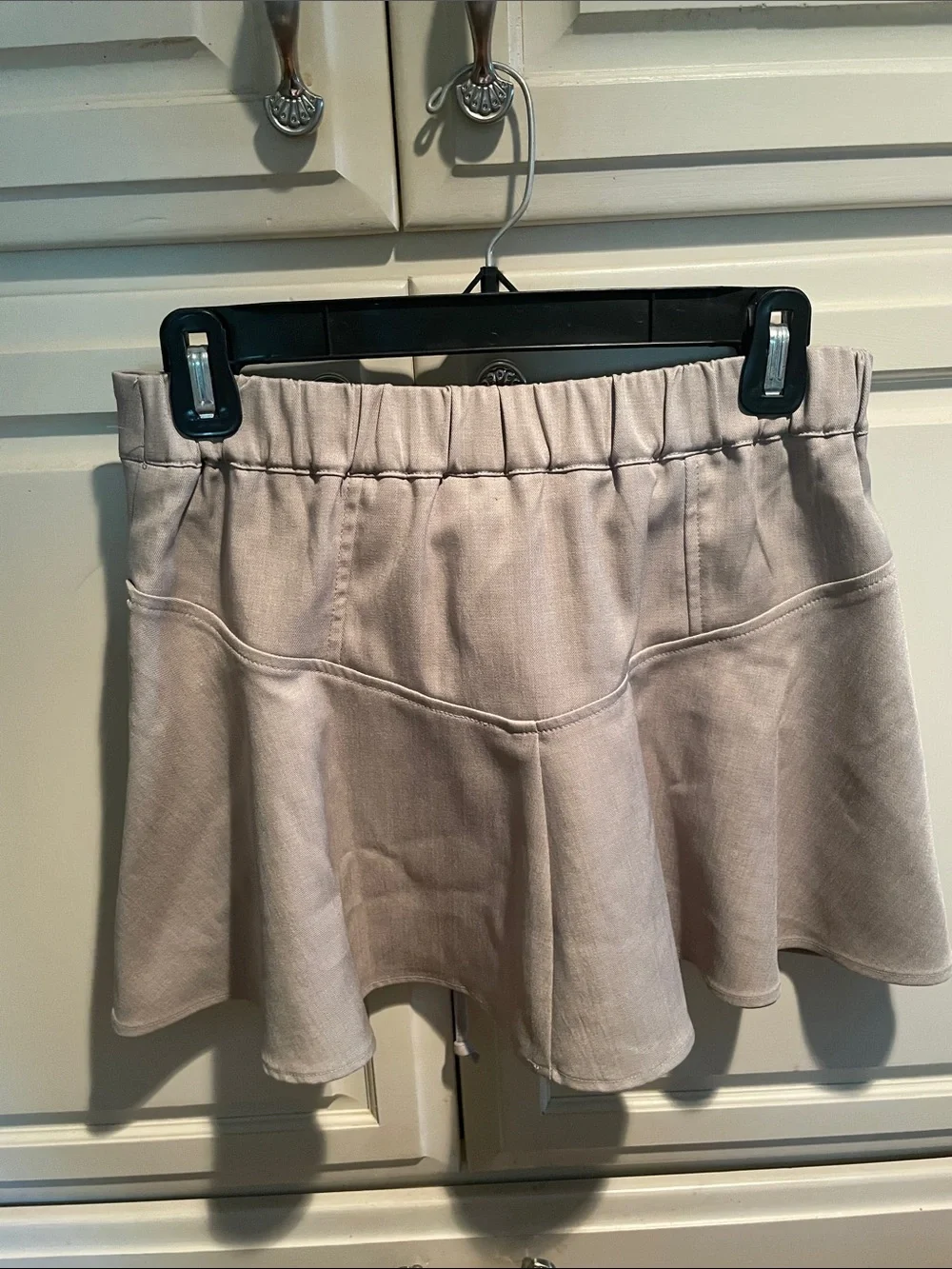 High-Waist Lace-Up Skort in Light Beige